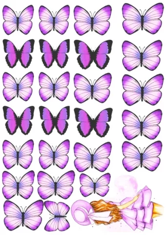 Вафельная картинка "Бабочки №8"