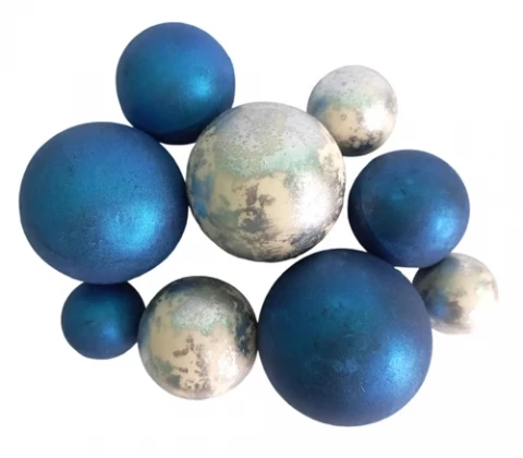 Шоколадные сферы Синий перламутр и белый мрамор (9шт)