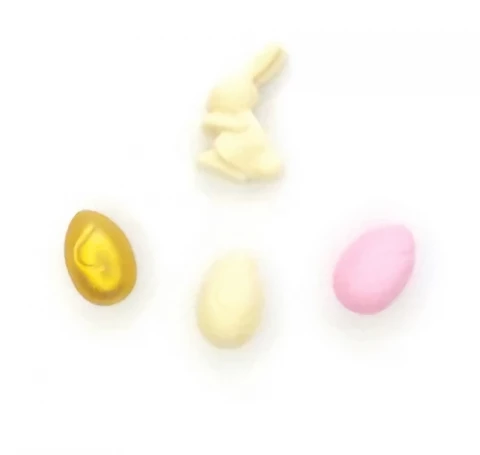 Шоколадний декор “Пасхальний зайчик з яєчками” бежевий