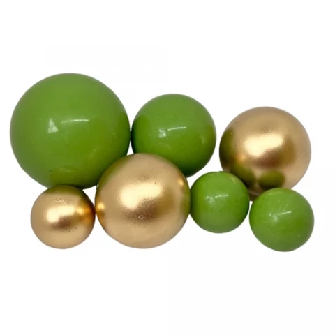 Шоколадные сферы Зелено-золотые (зеркальные) (7шт)