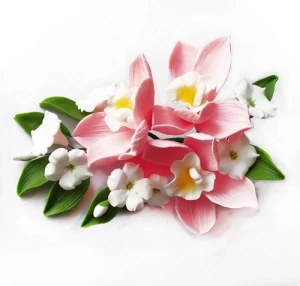 Цукрова прикраса Гілочка орхідеї рожева
