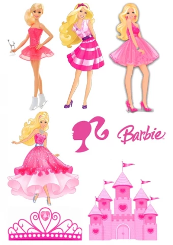Вафельная картинка для топперов и пряников Барби 2