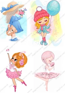 Вафельна картинка для топерів та пряників Маленькі дівчатка