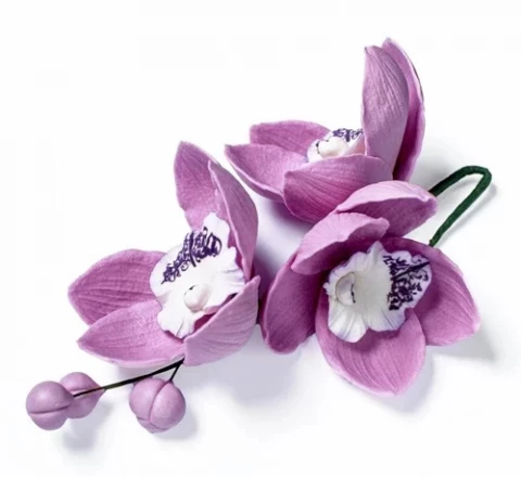 Сахарное украшение Веточка орхидеи сиреневая